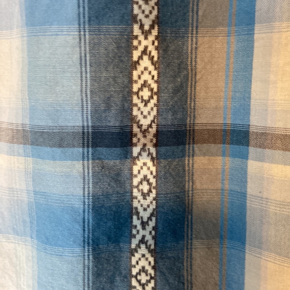 Wrangler XL Western Pearl Snap Plaid Button Down Long Sleeve Shirt Blue - Picture 5 of 6